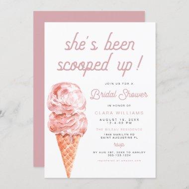 CLARA Retro Ice Cream Blush Pink Bridal Shower Inv Invitations