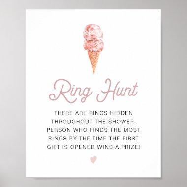 CLARA Retro Ice Cream Bridal Shower Ring Hunt Game Poster