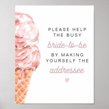CLARA Retro Pink Ice Cream Bridal Shower Addressee Poster