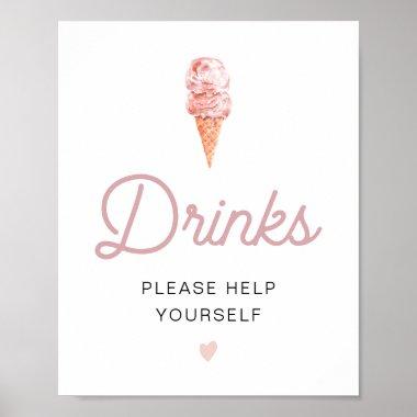 CLARA Retro Pink Ice Cream Drinks Bar Poster