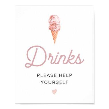 CLARA Retro Pink Ice Cream Drinks Bar Poster