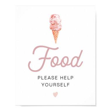 CLARA Retro Pink Ice Cream Food Table Sign Poster