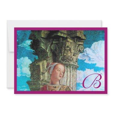 CLASSIC BEAUTY MONOGRAM bright antique blue purple Invitations