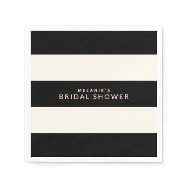 Classic Black and Ecru Stripes Bridal Shower Napkins