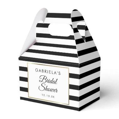 Classic Black And White Stripe Gold Bridal Shower Favor Boxes
