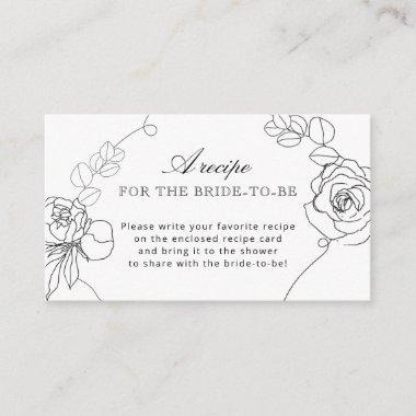 Classic Black Floral Bridal Shower Recipe Request Enclosure Invitations