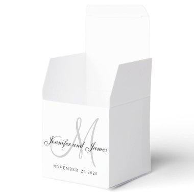 Classic Black White Gray Monogram Favor Box