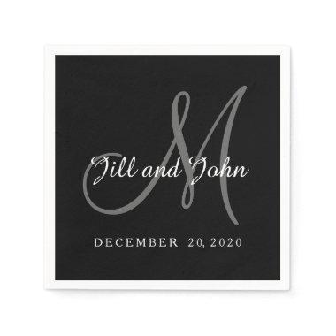 Classic Black & White Monogram Paper Napkins