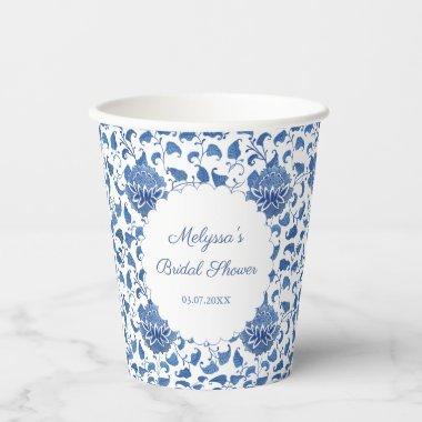 Classic Blue And White Watercolor  Paper Cups