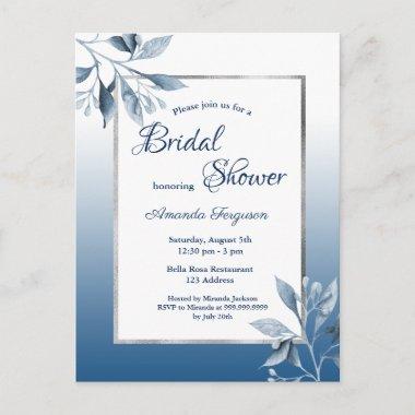 Classic blue botanical bridal shower invitation postInvitations