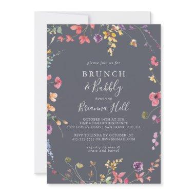 Classic Blue Brunch and Bubbly Bridal Shower Invitations