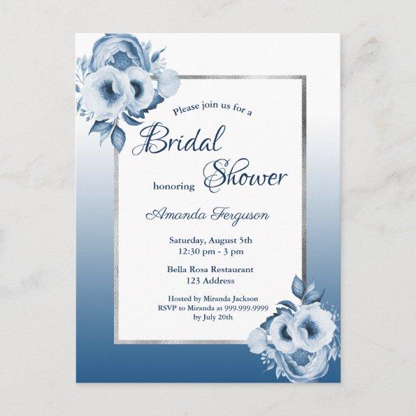 Classic blue florals bridal shower invitation postInvitations
