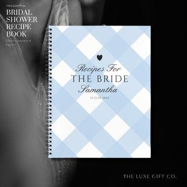 Classic Blue Gingham Bridal Shower Gift Recipe Notebook