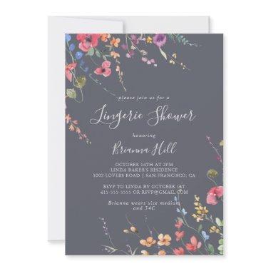 Classic Blue Wild Bridal Lingerie Shower Invitations