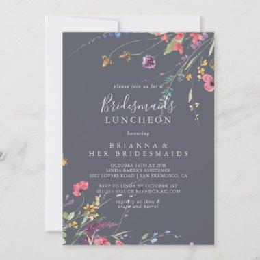 Classic Blue Wild Bridesmaids Luncheon Shower Invitations