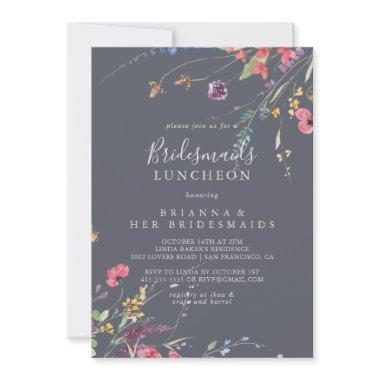 Classic Blue Wild Bridesmaids Luncheon Shower Invitations