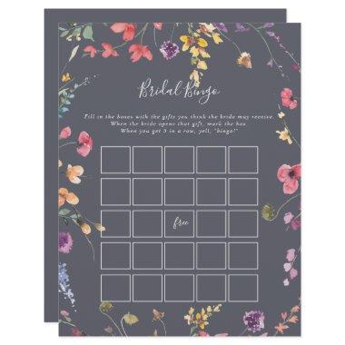 Classic Blue Wild Floral Bridal Bingo Game