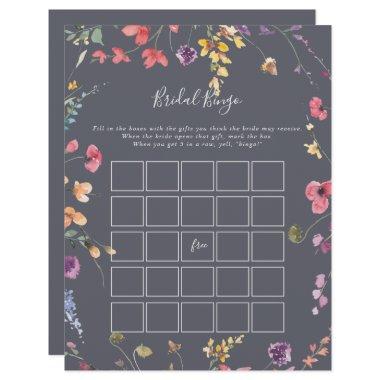 Classic Blue Wild Floral Bridal Bingo Game