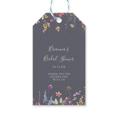 Classic Blue Wild Floral Bridal Shower  Gift Tags
