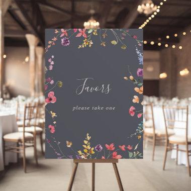 Classic Blue Wild Floral Favors Sign