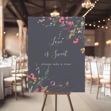 Classic Blue Wild Floral Love Is Sweet Sign