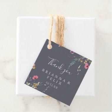 Classic Blue Wild Floral Wedding Favor Tags