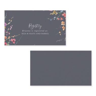 Classic Blue Wild Floral Wedding Gift Registry Enclosure Invitations