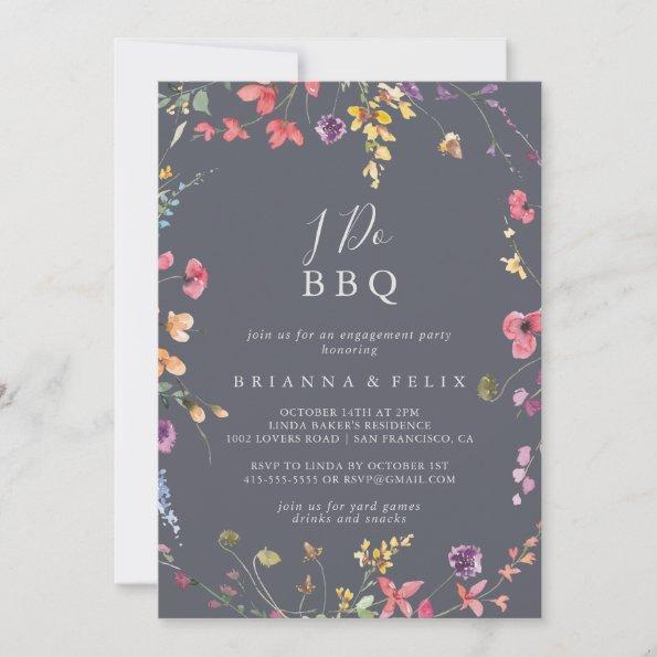 Classic Blue Wild I Do BBQ Engagement Party Invitations