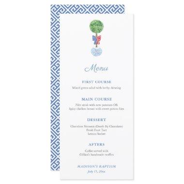 Classic Boxwood Topiary Red White Blue Party Menu