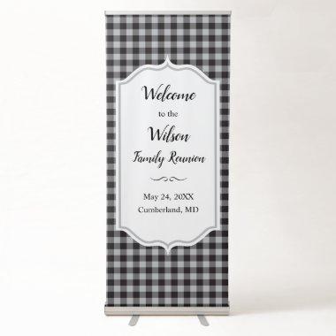 Classic Buffalo Plaid Check Black White Event Retractable Banner