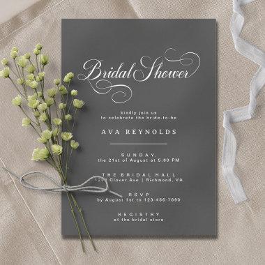 Classic Calligraphy Black and White Bridal Shower Invitations