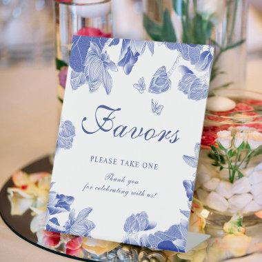 Classic Chinoiserie Blue White Floral Favors Sign