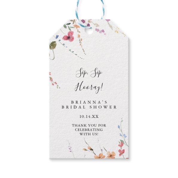 Classic Colorful Sip Sip Hooray Bridal Shower Gift Tags