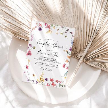 Classic Colorful Wild Floral Couples Shower Invitations