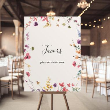 Classic Colorful Wild Floral Favors Sign