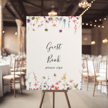 Classic Colorful Wild Floral Guest Book Sign