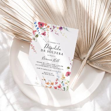 Classic Colorful Wild Floral Spanish Bridal Shower Invitations