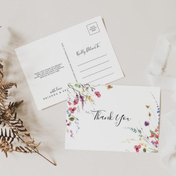 Classic Colorful Wild Floral Thank You PostInvitations