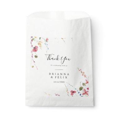 Classic Colorful Wild Floral Thank You Wedding Favor Bag