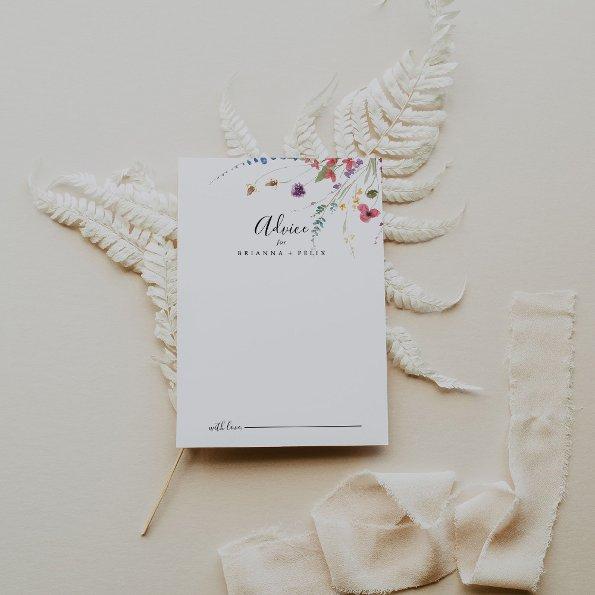 Classic Colorful Wild Floral Wedding Advice Card