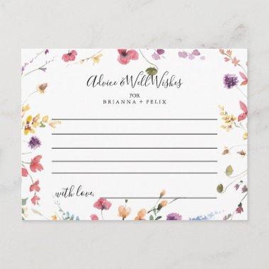 Classic Colorful Wild Floral Wedding Advice Card