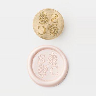 Classic Couple 2 Monogram Initials Leaf Wedding Wax Seal Stamp