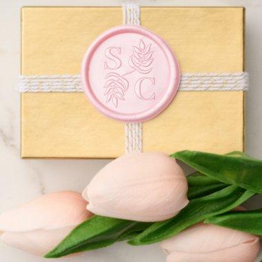 Classic Couple 2 Monogram Initials Leaf Wedding Wax Seal Sticker