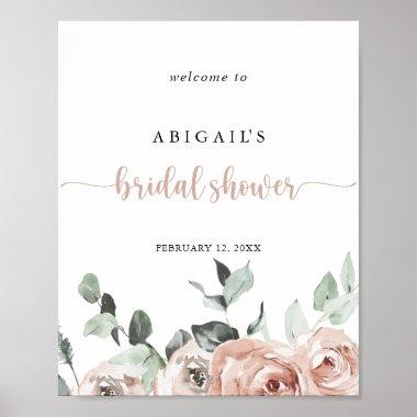 Classic Dusty Pink Rose Bridal Shower Welcome  Poster