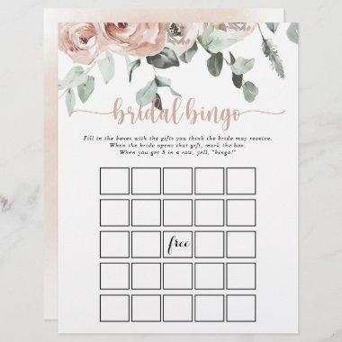 Classic Dusty Pink Rose Floral Bridal Bingo Game
