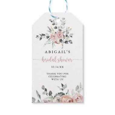Classic Dusty Pink Rose Floral Bridal Shower Gift Tags