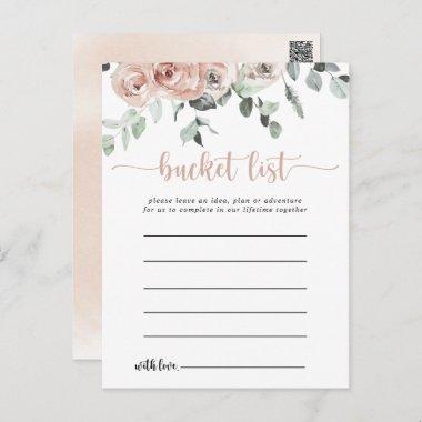 Classic Dusty Pink Rose Floral Bucket List Invitations