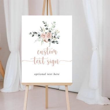 Classic Dusty Pink Rose Floral Custom Text Sign