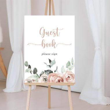 Classic Dusty Pink Rose Floral Guest Book Sign
