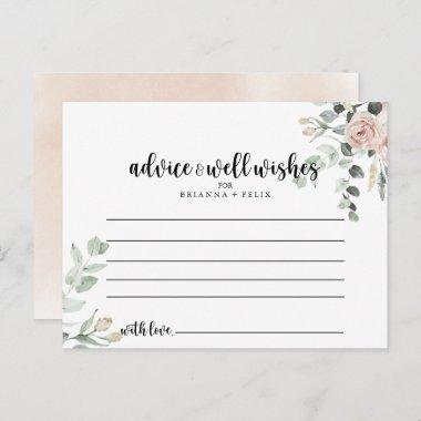 Classic Dusty Pink Rose Floral Wedding Advice Card